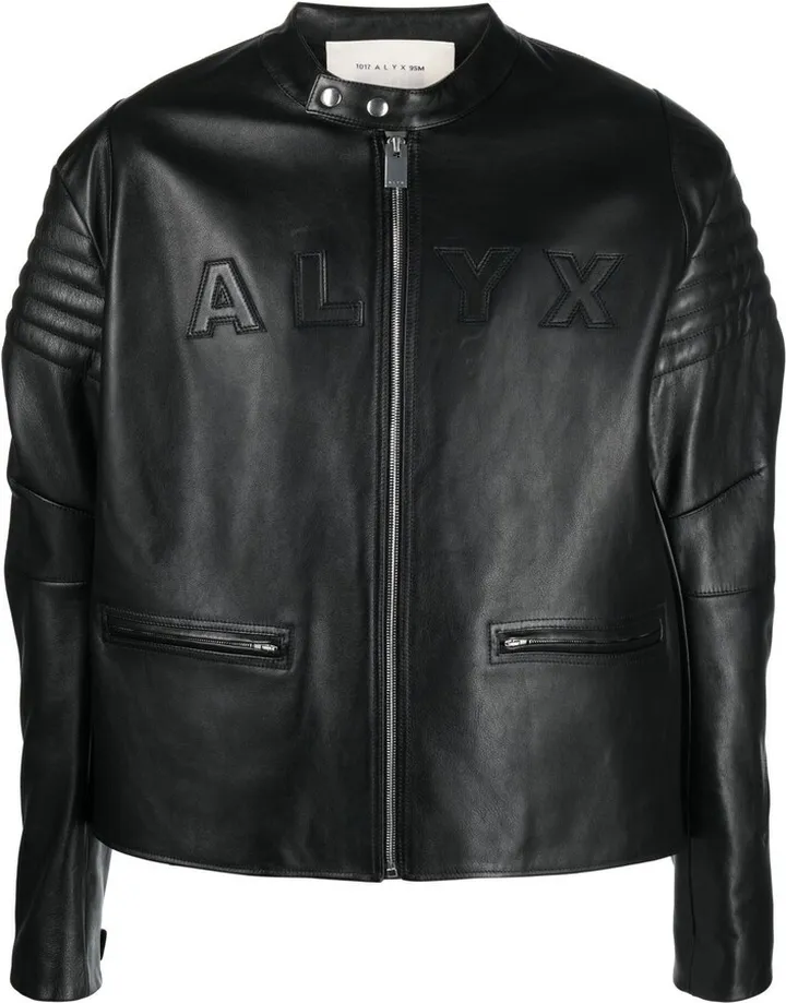 Logo-Embossed Leather Jacket