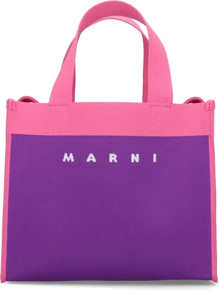 Marni Logo Detailed Small Knitted Tote Bag