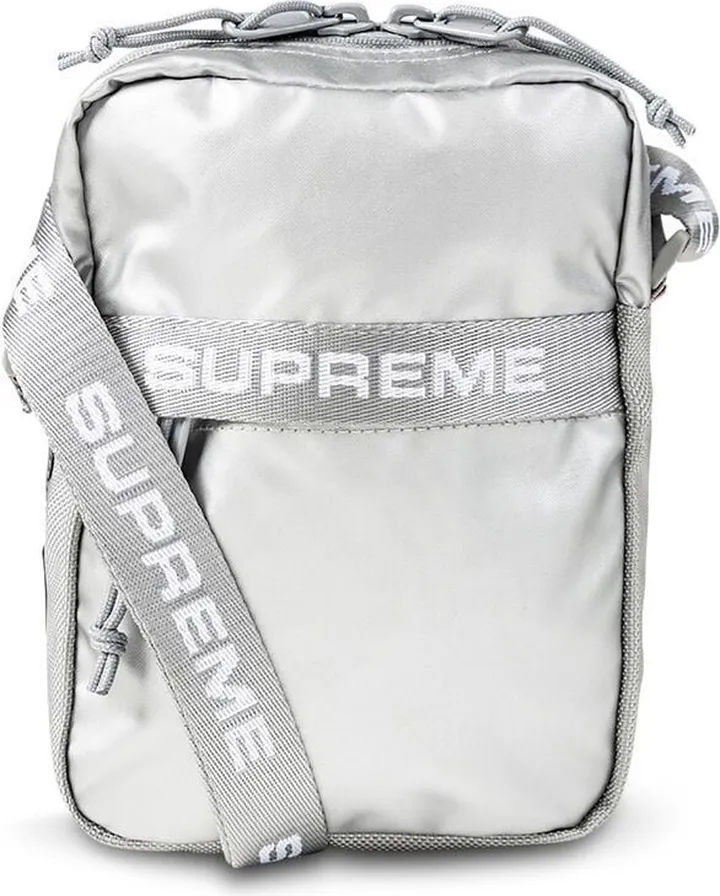 Logo-Print Metallic Shoulder Bag