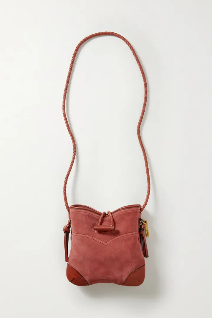 Isabel Marant - Taggy Tasseled Leather-trimmed Suede Shoulder Bag - Orange