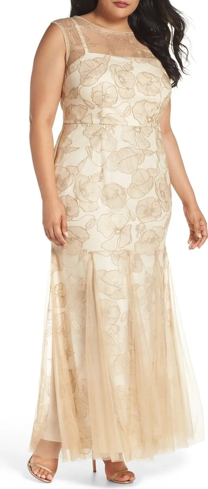 Sleeveless Embroidered Gown