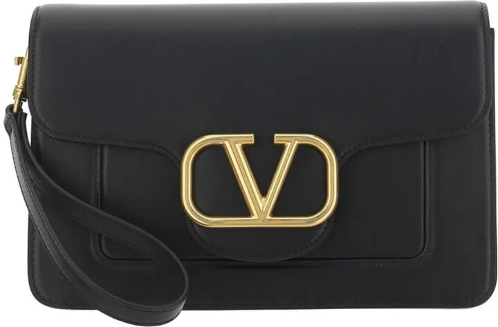 Valentino Garavani Logo Plaque Fold-Over Clutch Bag