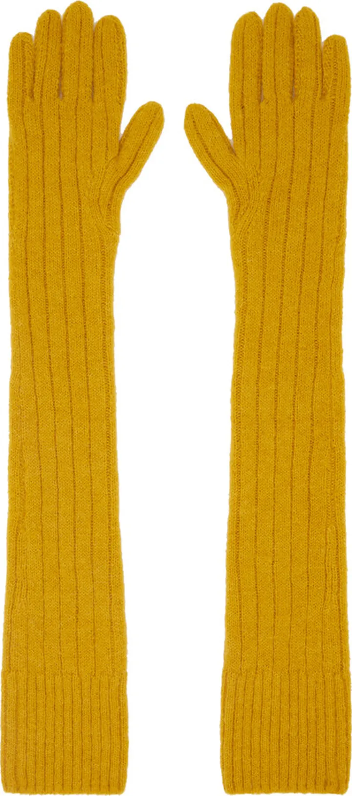 Dries Van Noten Yellow Long Gloves