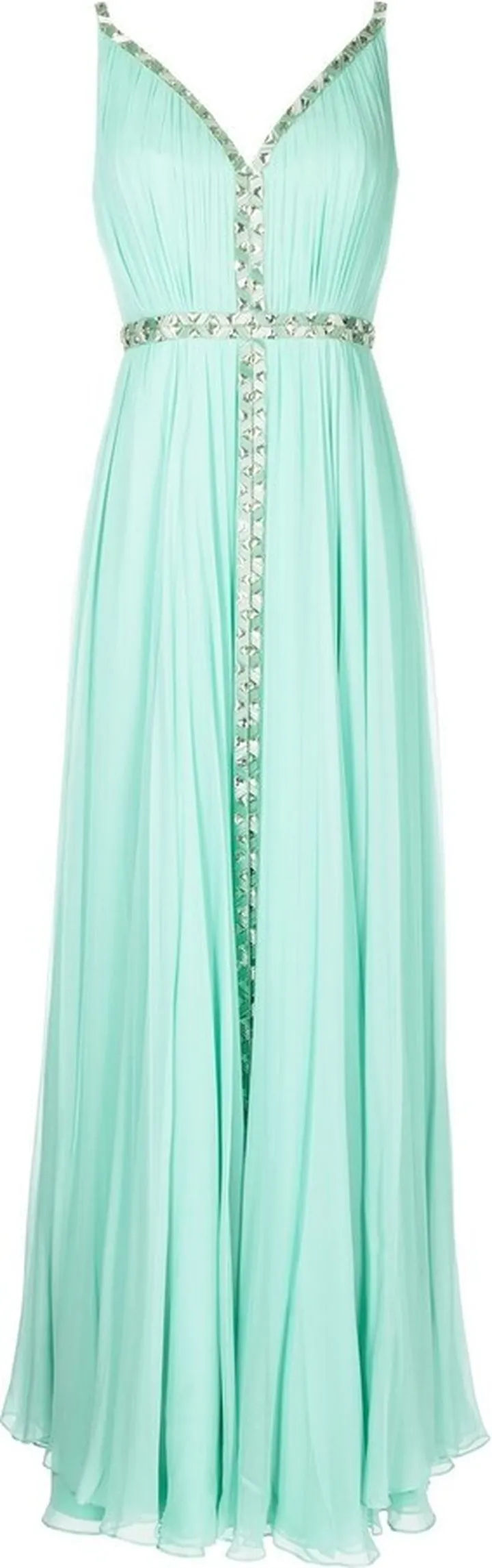 crystal-embellished V-neck gown
