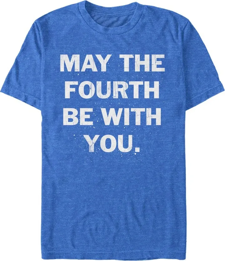 Men's Star Wars May the Fourth Space T-Shirt - Royal Blue Heather - Medium