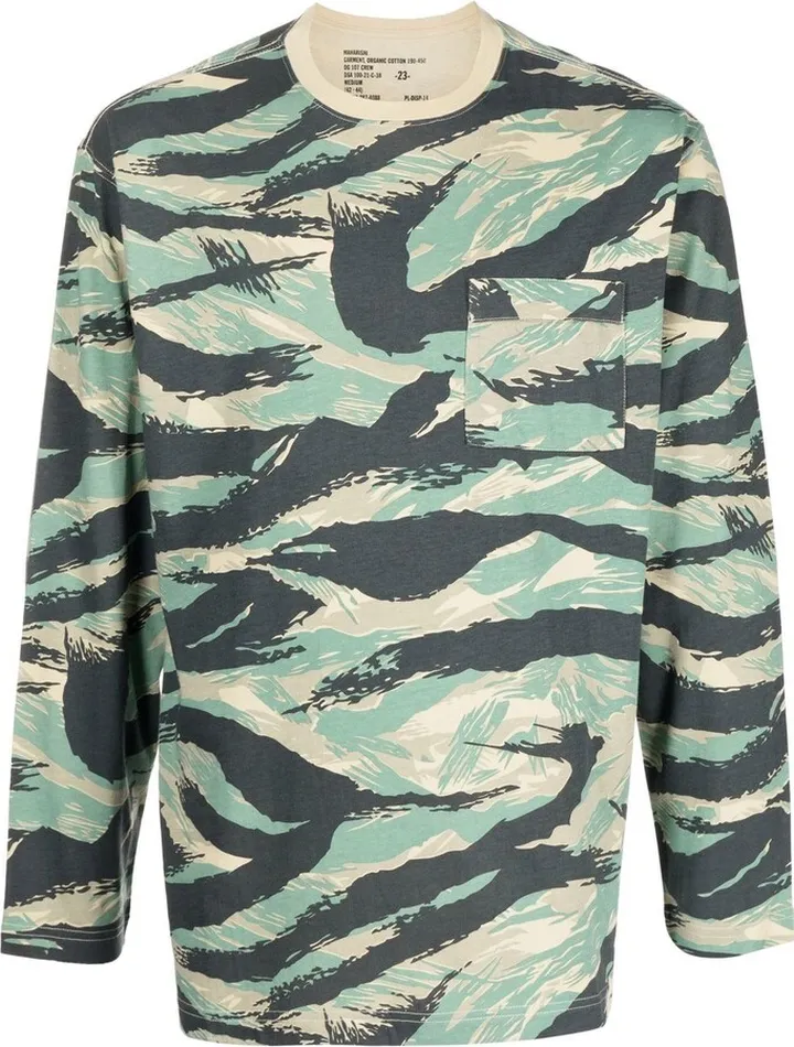 abstract-print long-sleeve T-shirt