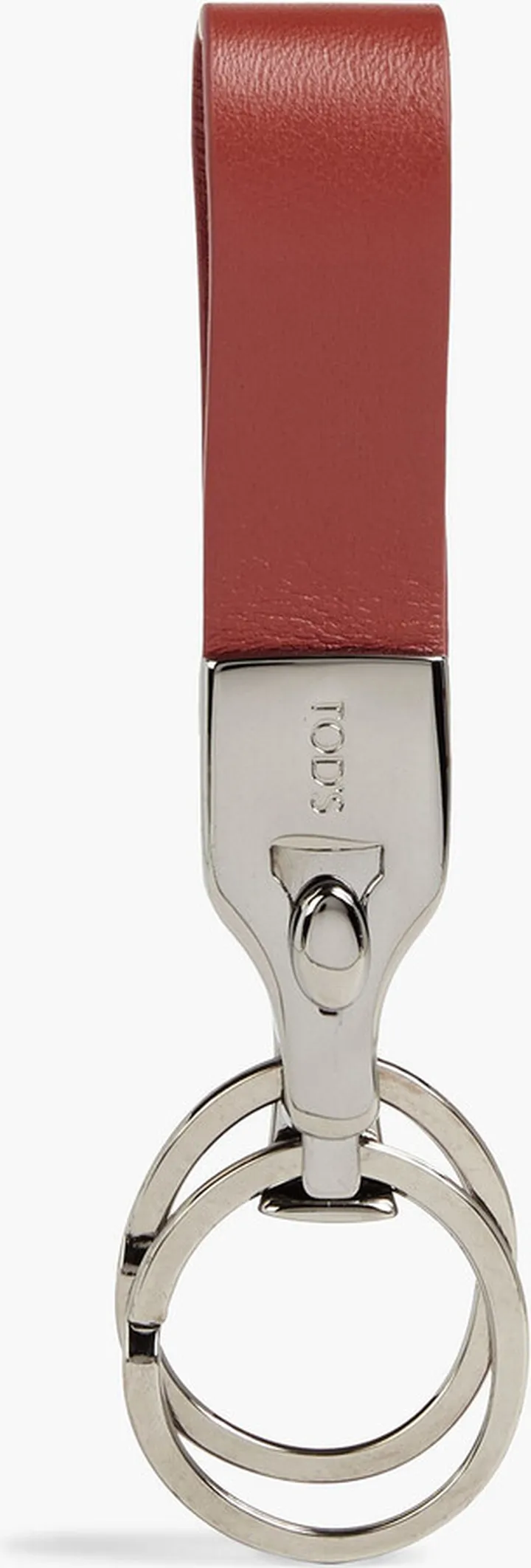 Gunmetal-tone leather keychain