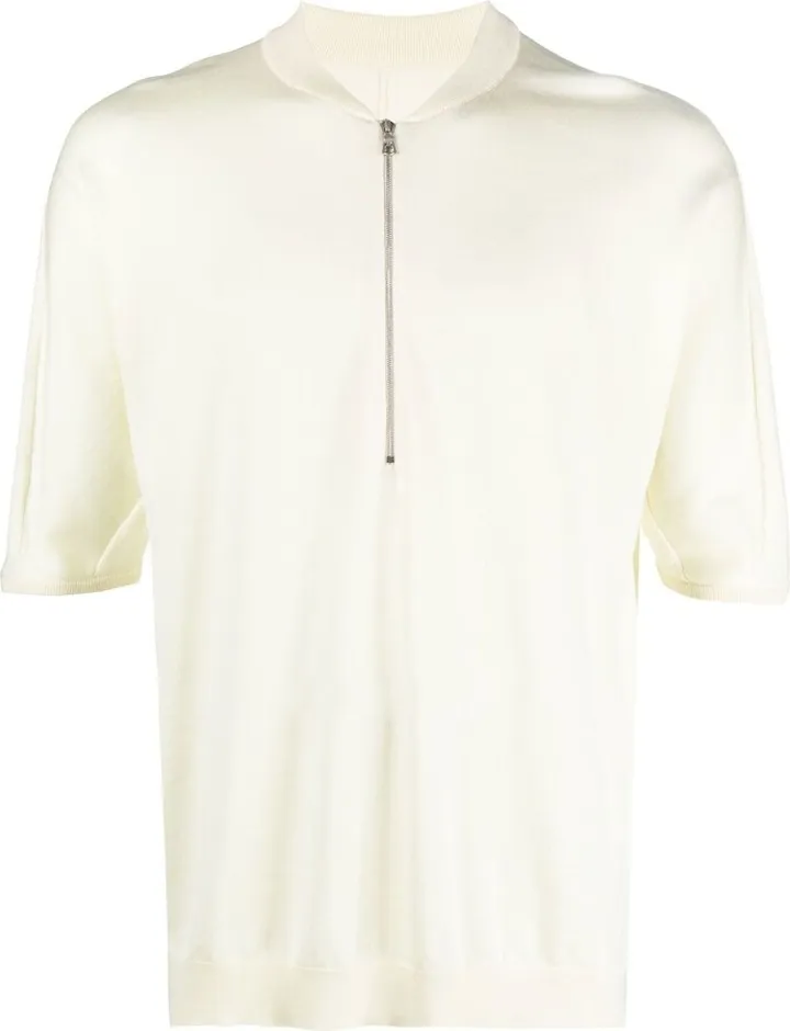 Neutral Half-Zip Wool T-Shirt