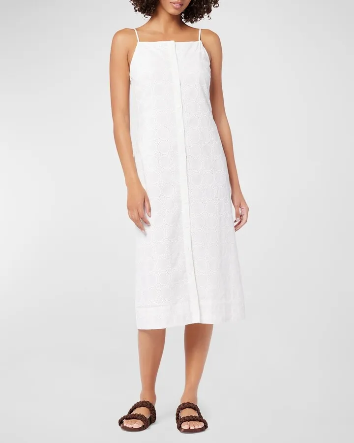 Lola Eyelet Cotton Spaghetti-Strap Midi Dress