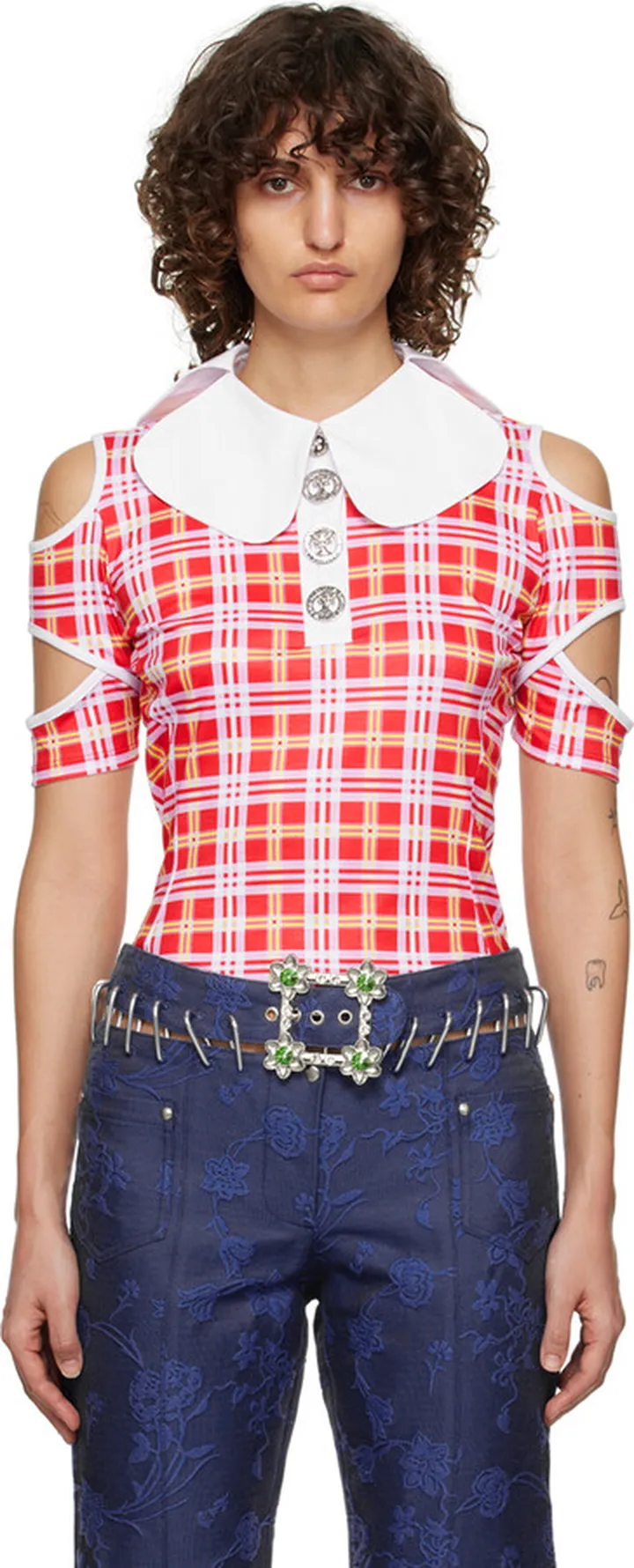 Chopova Lowena Red Rattler Tartan Polo
