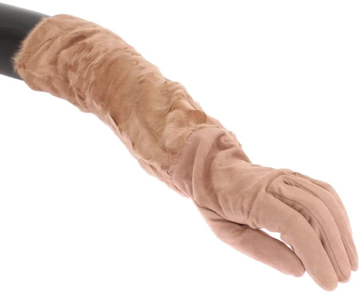 Dolce & Gabbana Suede Xiangao Fur Elbow Women's Gloves