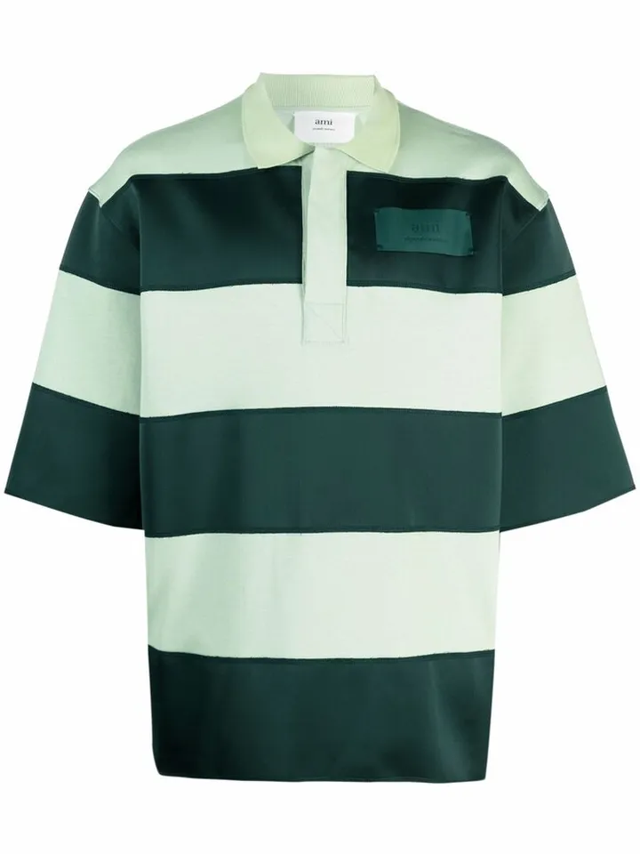 Striped Logo-Patch Polo Shirt