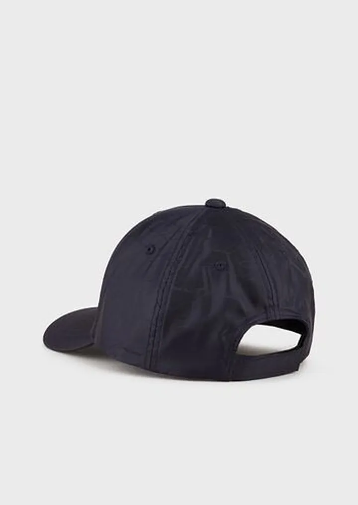 Jacquard nylon baseball cap with all-over logo