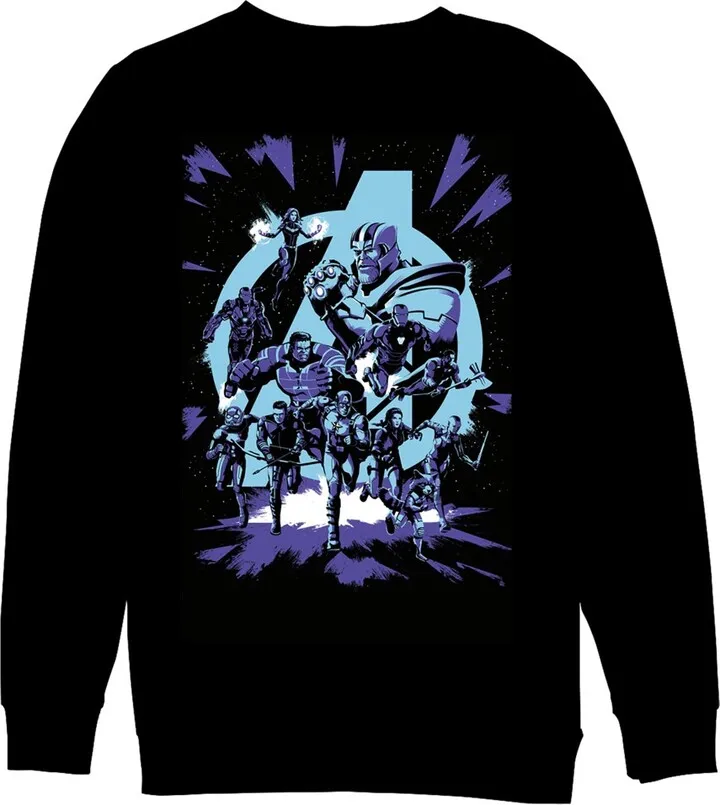 Men's Marvel Avengers: Endgame Galactic Battle Cartoon Sweatshirt - Black - Small