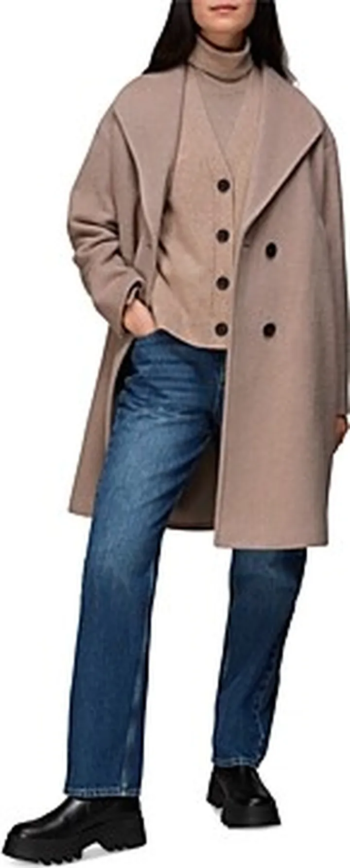 Whistles Wide Lapel Wool Blend Coat