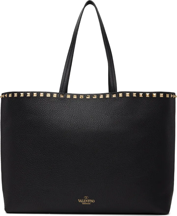 Valentino Garavani Black Large Rockstud Shopping Tote