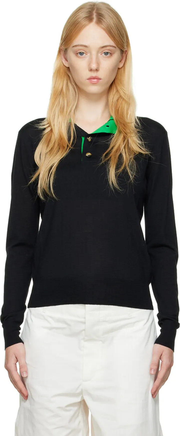 Bottega Veneta Black Buttoned Turtleneck