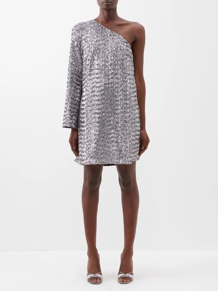 Vida One-sleeve Sequinned Mini Dress