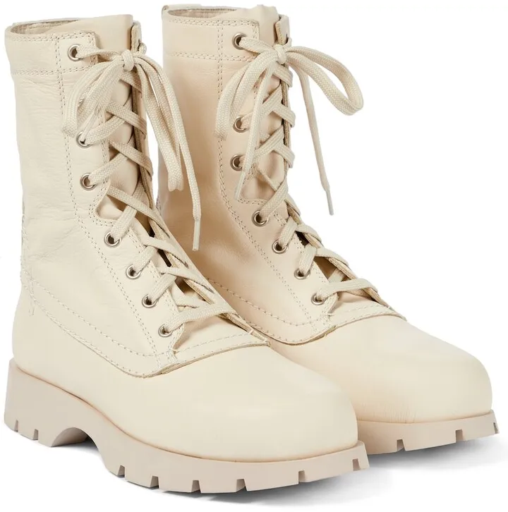 Lace-up leather ankle boots