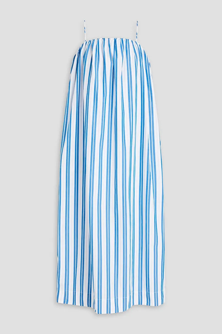 Striped organic cotton-poplin maxi dress