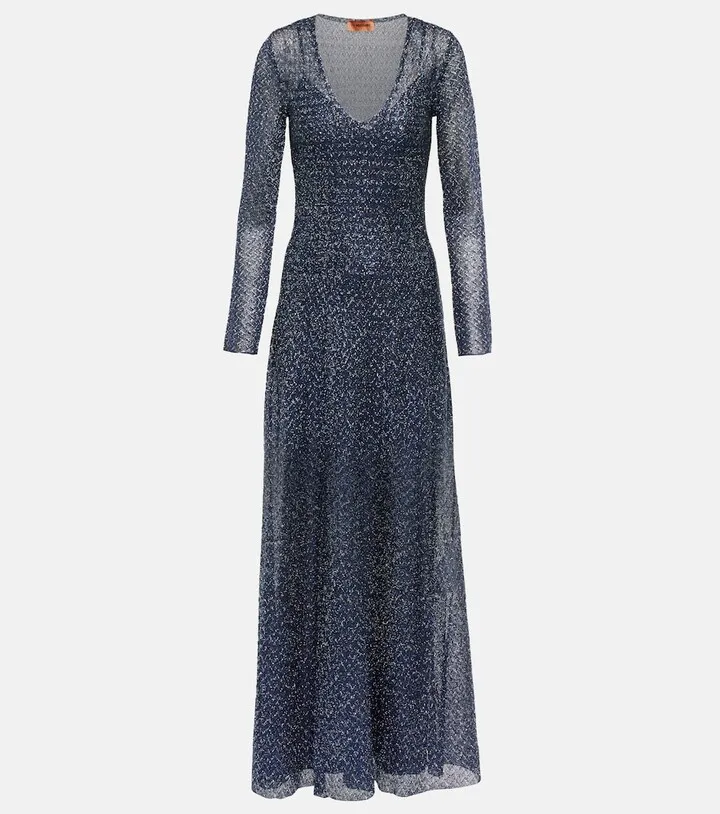 Metallic knit maxi dress