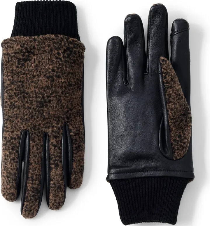 Lands' End Women's Ez Touch Screen Lined Leather Gloves