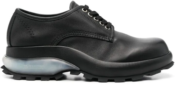Contrast-Sole Leather Lace-Up Shoes