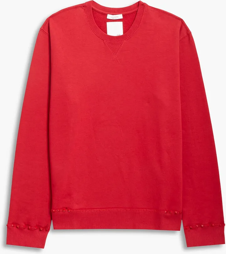 Studded French cotton-blend terry sweatshirt