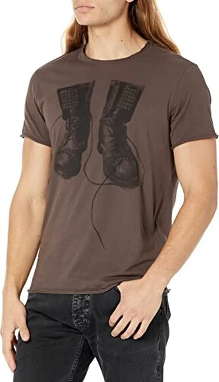 John Varvatos Men's SS RAW Edge TEE Vintage WASH-Boots