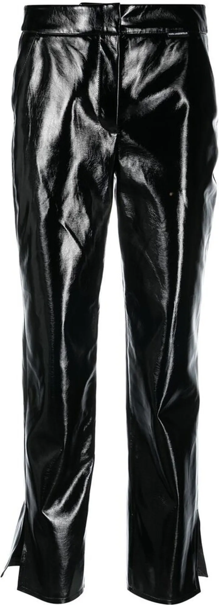 Faux-Leather Patent-Finish Trousers