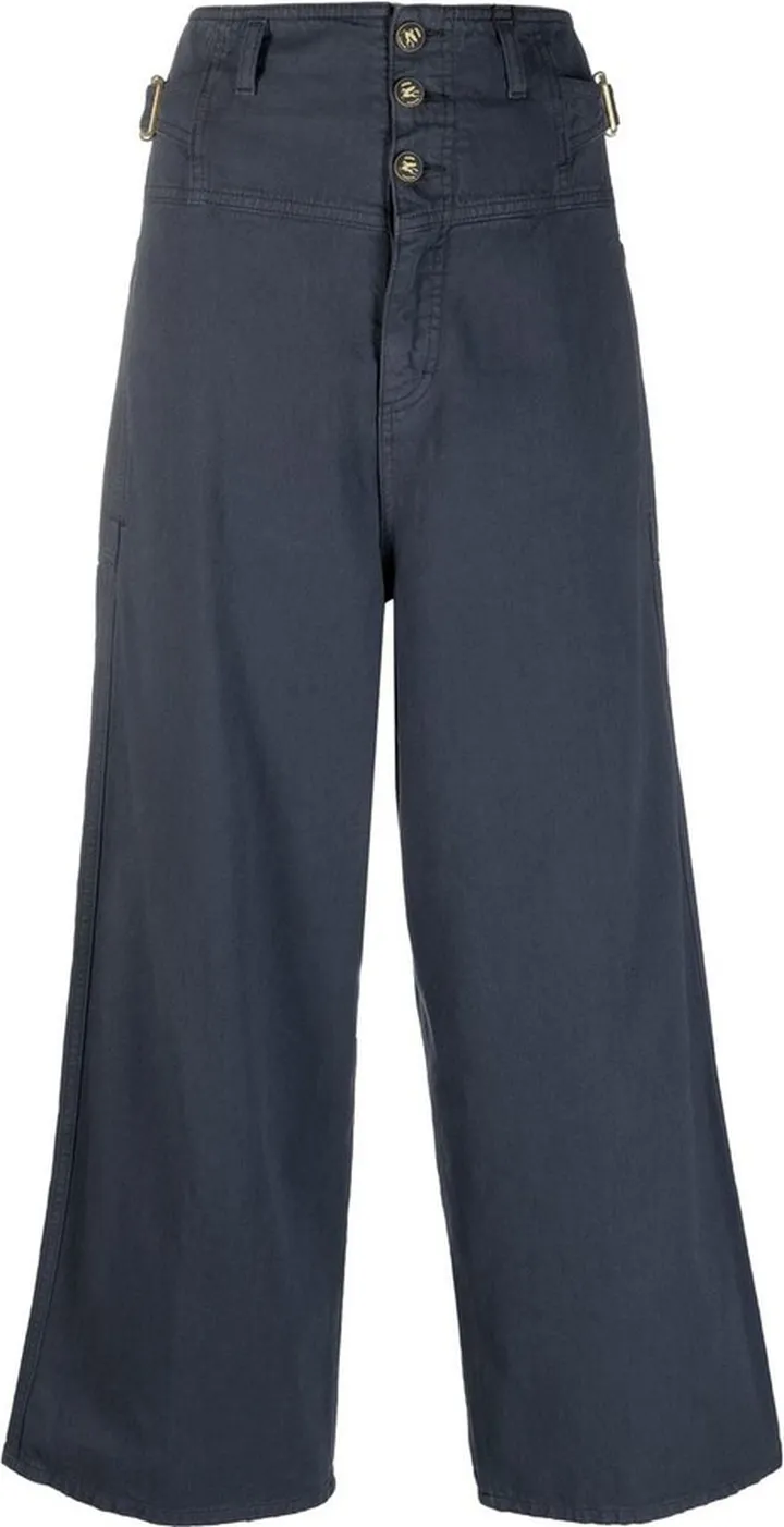 Pegaso-button wide-leg jeans