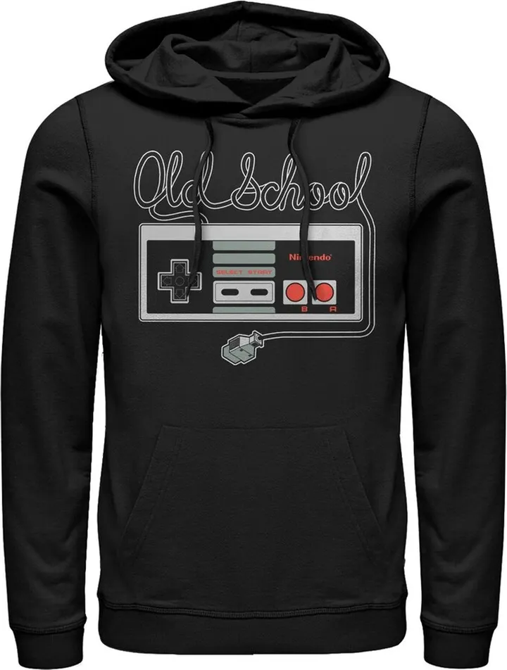 Men's Nintendo Old School NES Controller Pull Over Hoodie - Black - 3X Large