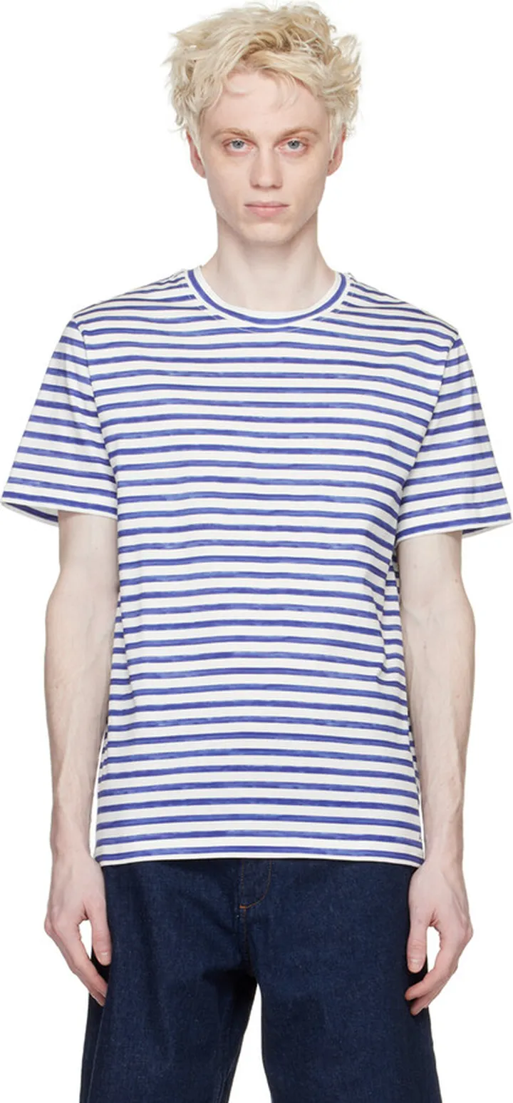 A.P.C. White & Blue Marineiho T-Shirt