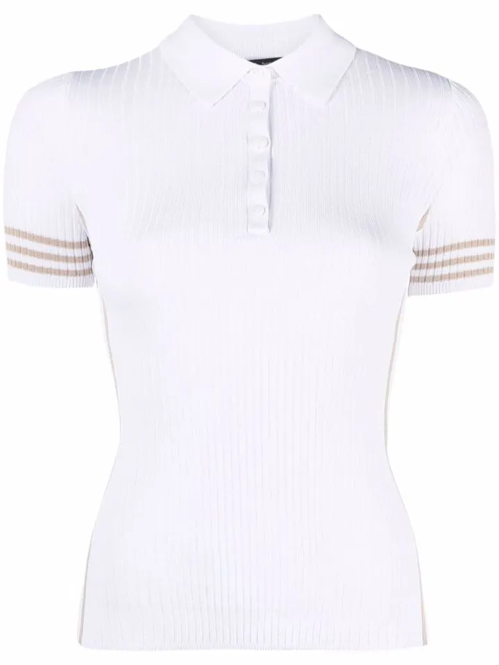 Peyton ribbed-knit polo shirt