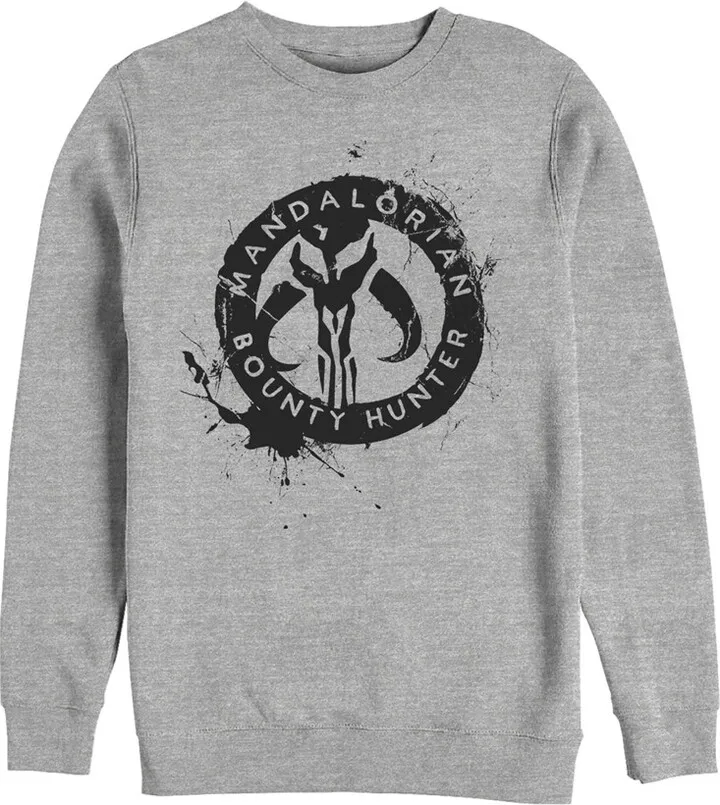 Men's Star Wars The Mandalorian Paint Splatter Emblem Sweatshirt - Athletic Heather - Small