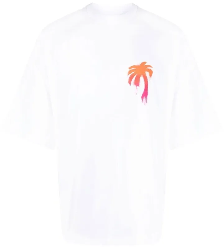 spray-effect logo-print T-shirt