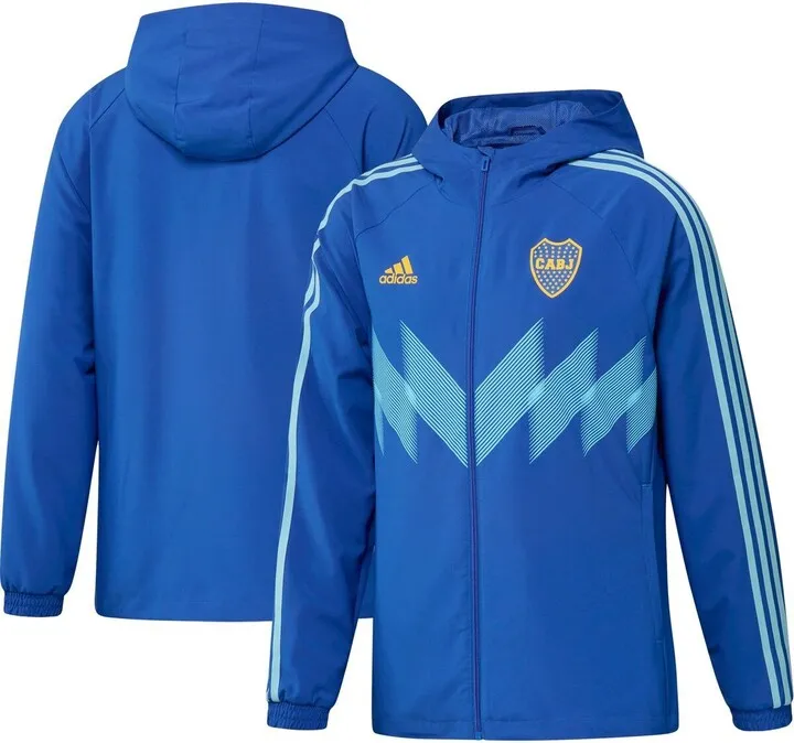 Men's adidas Blue Boca Juniors Graphic Raglan Full-Zip Windbreaker Jacket