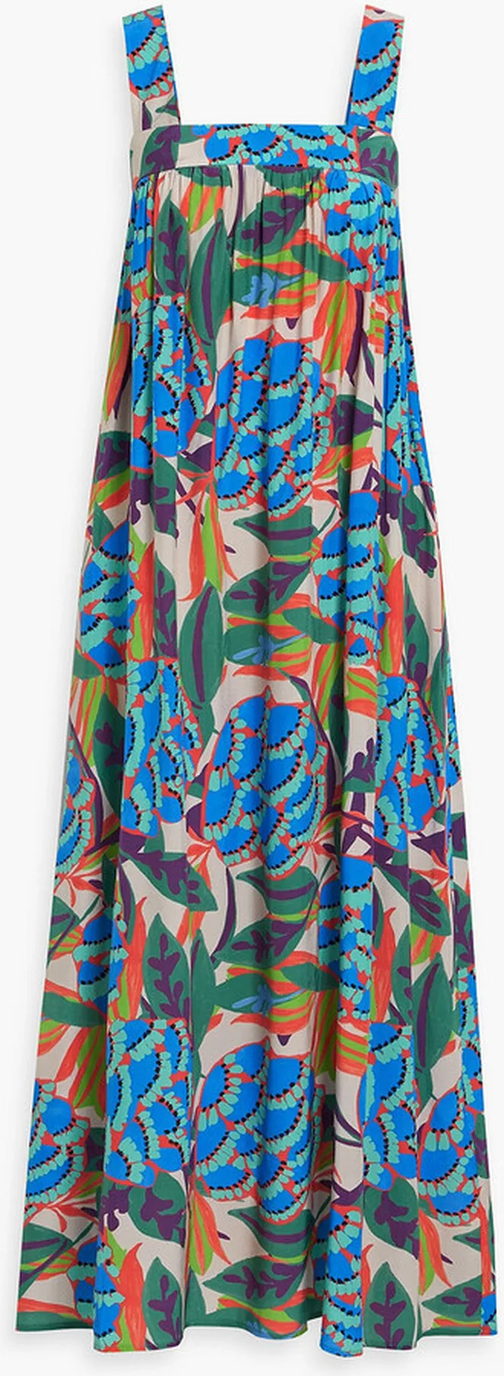 Celeste gathered printed woven maxi dress