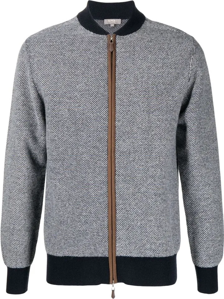 Birdseye knitted zip bomber jacket