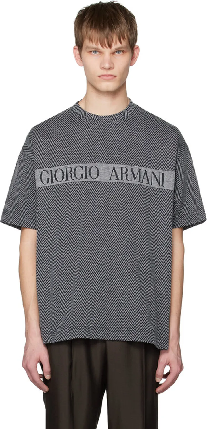 Giorgio Armani Black Herringbone T-Shirt