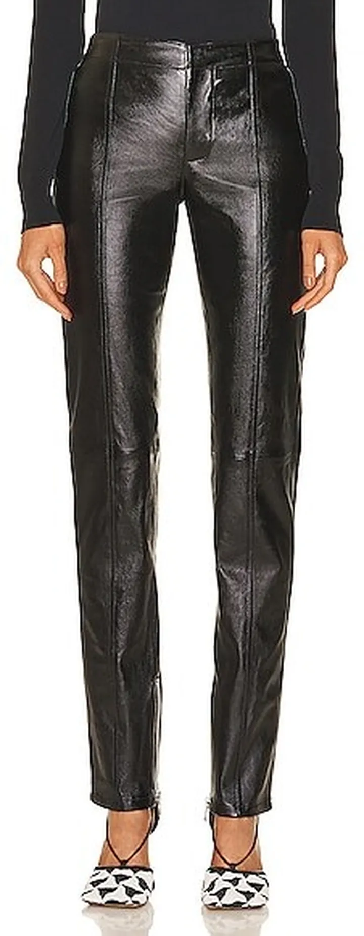 Bottega Veneta Stretch Shiny Leather Pants in Black