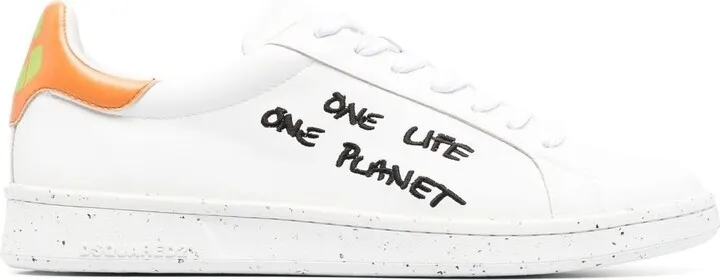 Slogan-Embroidered Low-Top Sneakers