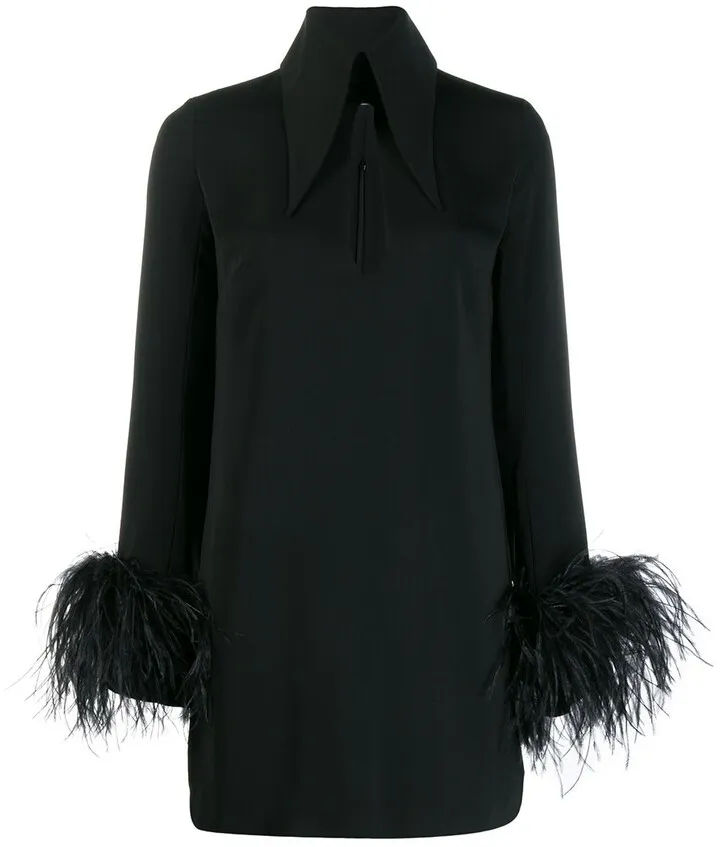 Michelle feather trim mini dress