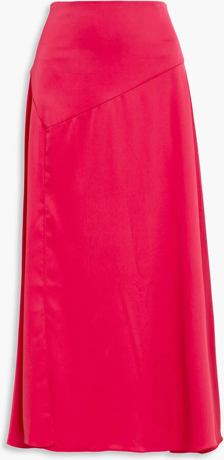 Satin-crepe midi skirt