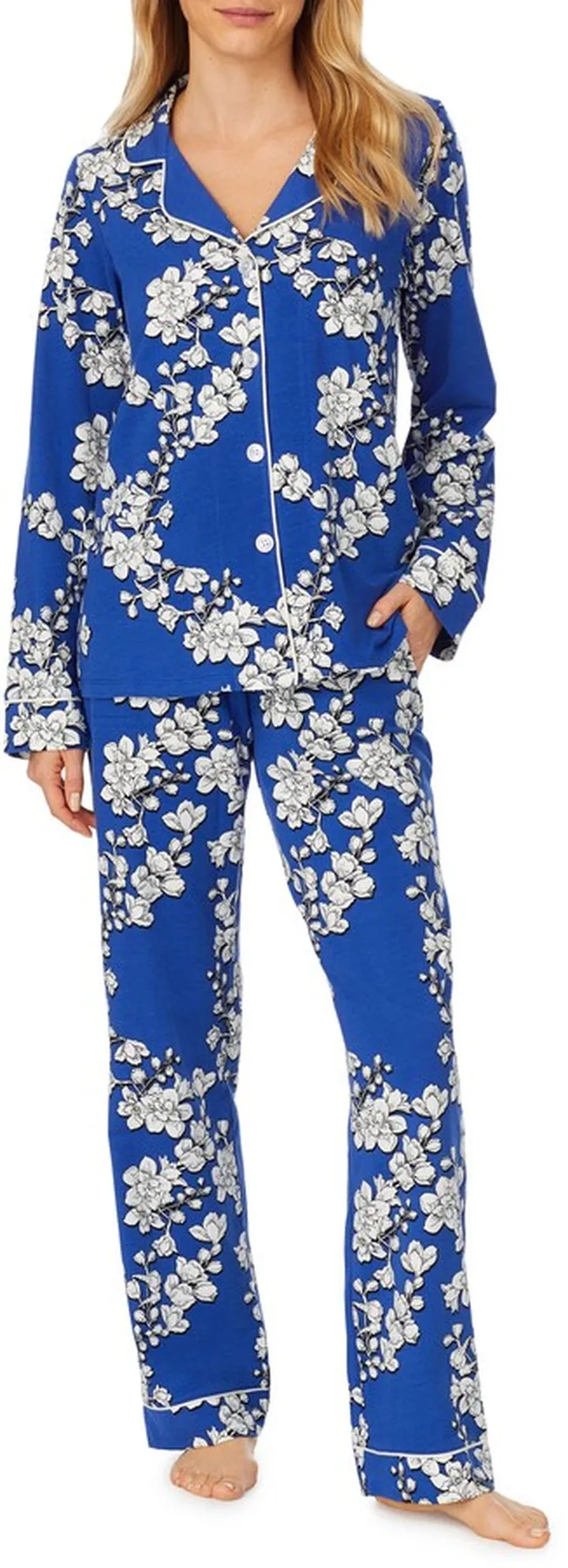 Navy Shadow Blossom Organic Cotton Classic Pajamas