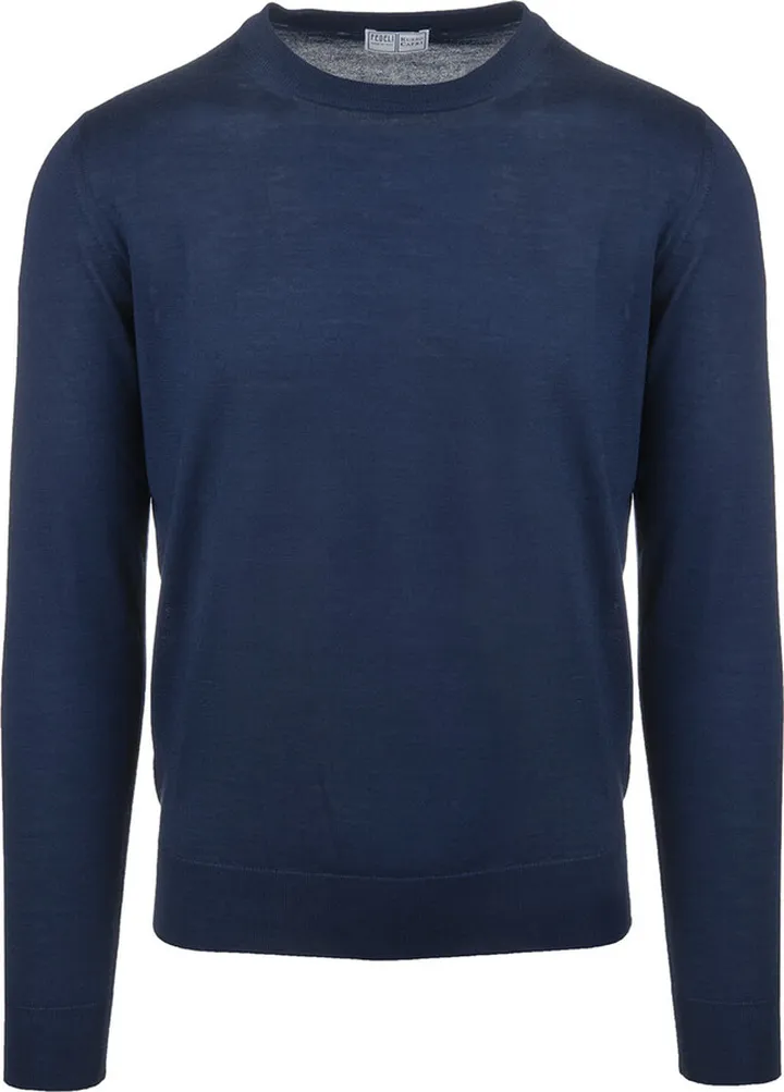 Pullover In Blue Cashmere And Silk