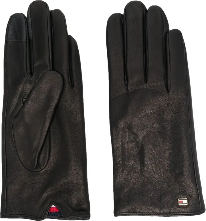 Logo-Plaque Leather Gloves