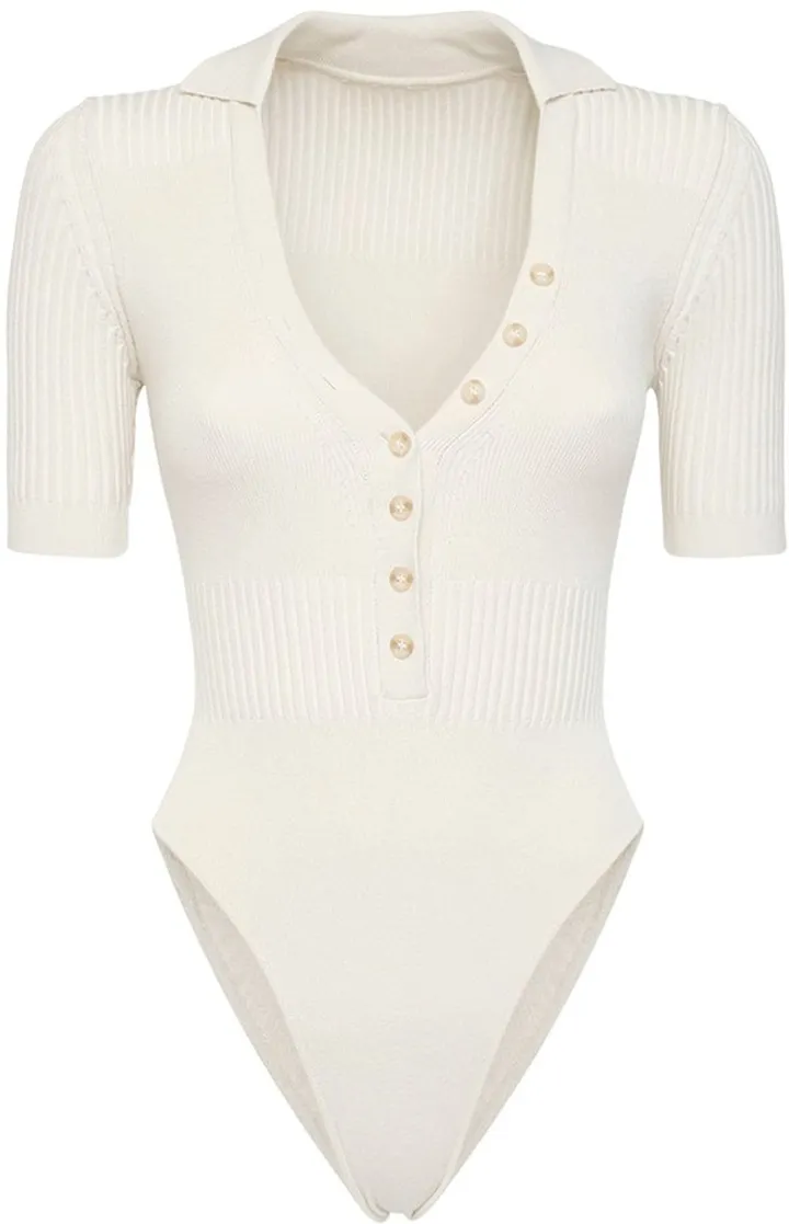 Viscose blend rib knit bodysuit