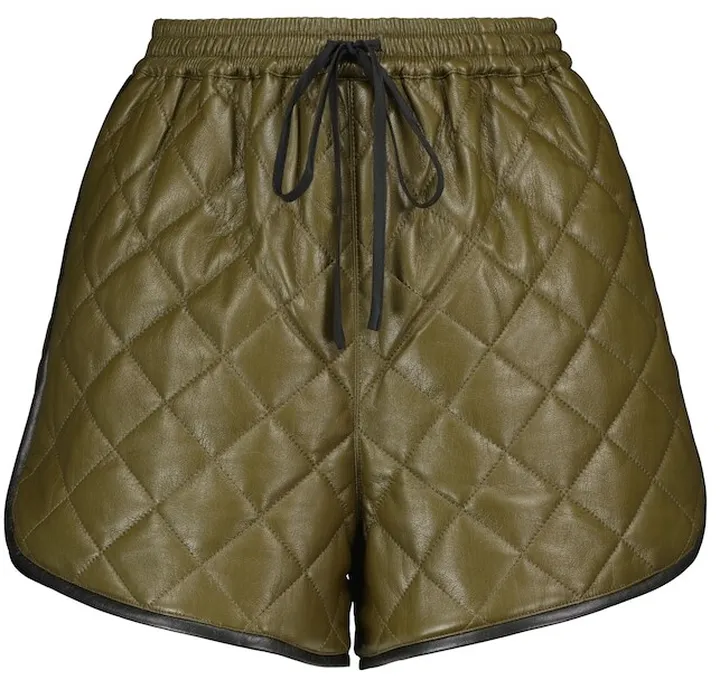 Quilted faux leather shorts