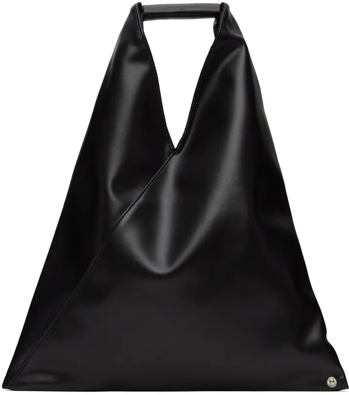 MM6 Maison Margiela Black Faux-Leather Small Triangle Tote